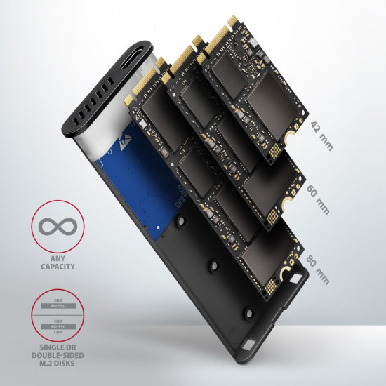 AXAGON EEM2-SB2 USB-C Gen 2 M.2 NVMe/SATA SSD