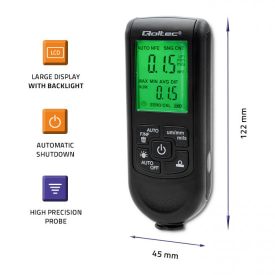 Coating thickness guage with LCD, 0 2000um