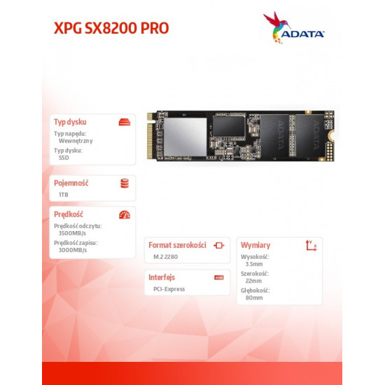 Drive XPG SX8200 PRO 1TB PCIe 3x4 3.5/3 GB/s M.2