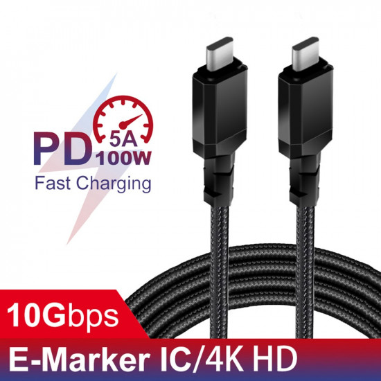 2x USB-C 100W 2m cable PD black Maclean MCE492