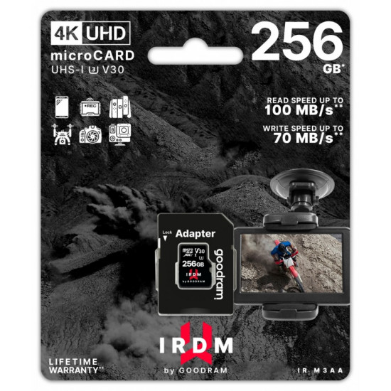 Card microSD IRDM 256GB UHS-I U3 adapter