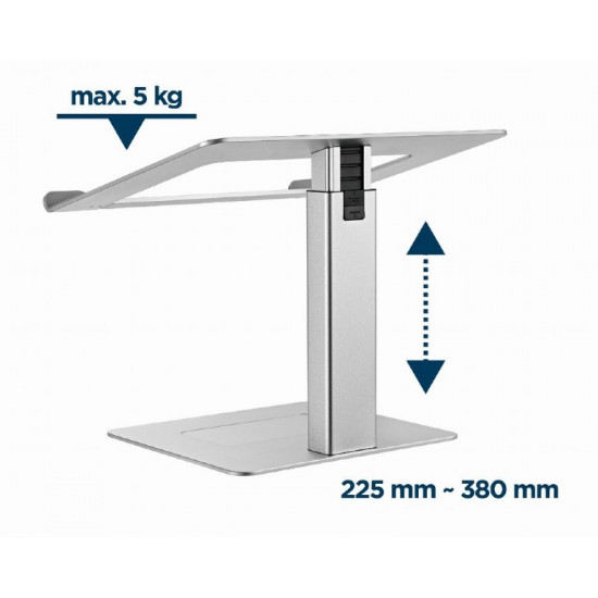 15.6-inch notebook stand with height adjustment, silver