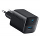 323 33W mains charger 1xUSB-A 1xUSB-C black