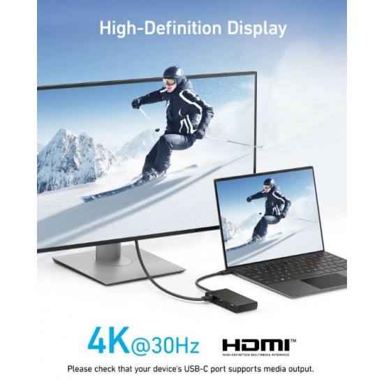 332 USB-C 5-in-1 4K HDMI Single Display Hub Black