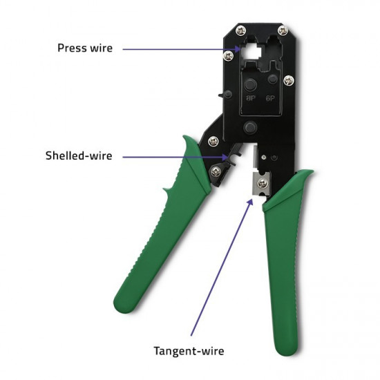 Modular crimping tool for cutting and crimpin