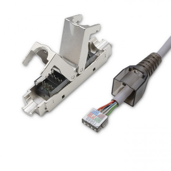 RJ45 toolless STP plug CAT6, JACK PIN