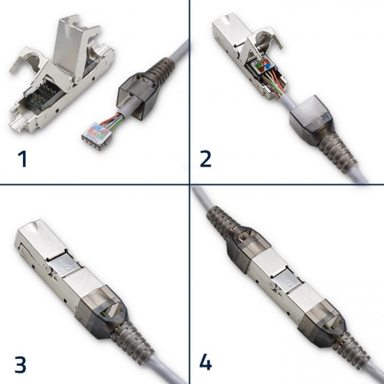 RJ45 toolless STP plug CAT6, JACK PIN