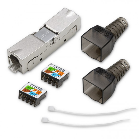 RJ45 toolless STP plug CAT6A, JACK PIN