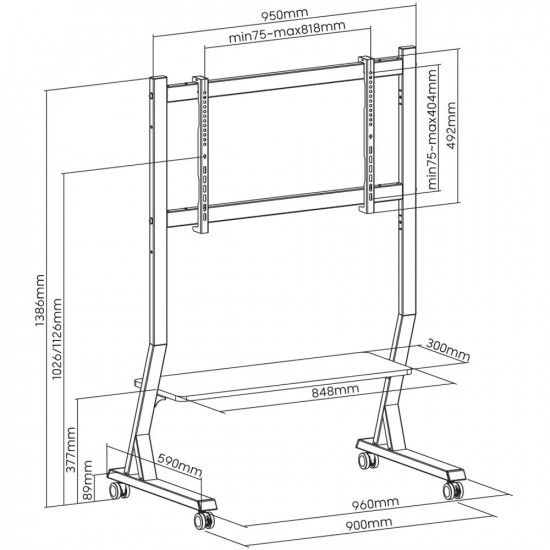 Mobile TV stand 45-90 inches, 60 kg, AV shelf