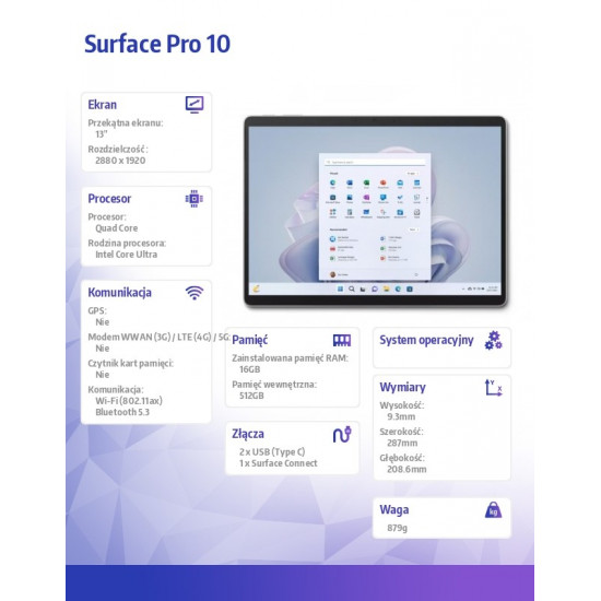 Surface Pro10 Intel Core Ultra 5-135U/16GB/512 GB/Comm Plat/ZDU-00004 