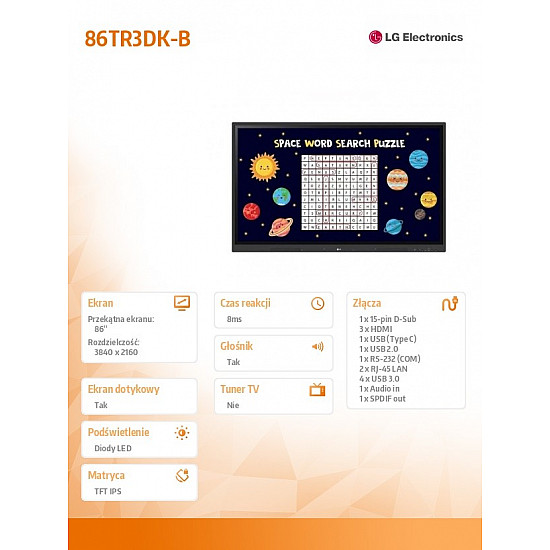 86TR3DK 440cd/m2 Interactive Digital Board