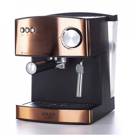 Adler | Espresso coffee machine | AD 4404cr | Pump pressure 15 bar | Built-in milk frother | Semi-automatic | 850 W | Cooper/ black