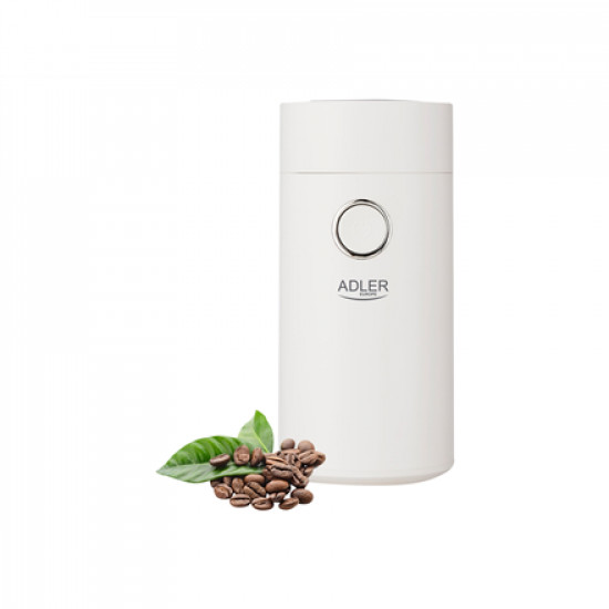 Adler Coffee Mill AD 4446ws 150 W, Coffee beans capacity 75 g, White