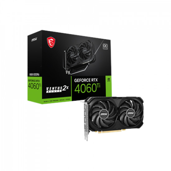 MSI | GeForce RTX 4060 Ti VENTUS 2X BLACK 8G OC | NVIDIA | 8 GB | GeForce RTX 4060 Ti | GDDR6 | HDMI ports quantity 1 | PCI Express Gen 4 x16 | Memory clock speed 18000 MHz