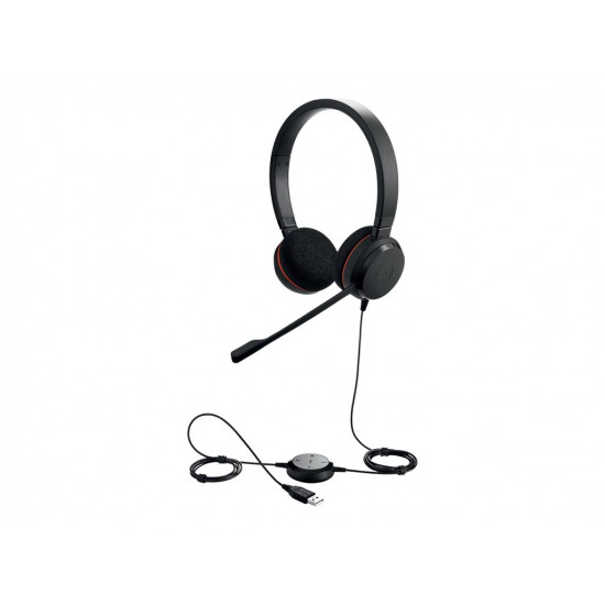 JABRA EVOLVE 20 UC Stereo USB Headband Noise cancelling USB connector with mute-button and volume control on the cord