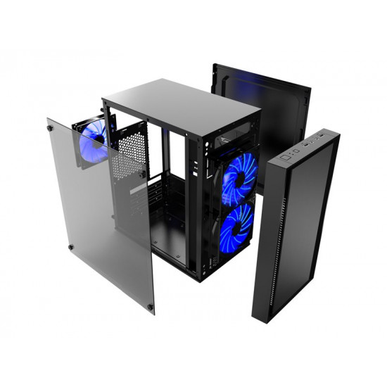 GEMBIRD CCC-FORNAX-960B Gaming design PC case 3 x 12cm fans blue