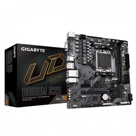 Mainboard|GIGABYTE|AMD B650|SAM5|Micro-ATX|Memory DDR5|Memory slots 2|1xPCI-Express 3.0 1x|1xPCI-Express 4.0 16x|1xM.2|1x15pin D-sub|1xHDMI|1xDisplayPort|4xUSB 2.0|2xUSB 3.2|1xPS/2|1xRJ45|3xAudio port|B650MS2H1.2