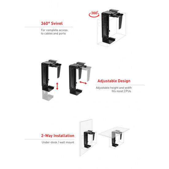 The MC-713 PC Holder Computer Under Desk Table Bracket Support Storage