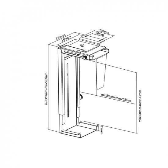 The MC-713 PC Holder Computer Under Desk Table Bracket Support Storage