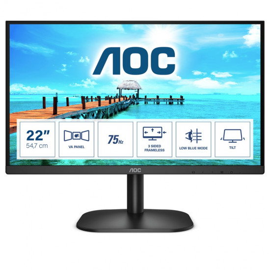 AOC B2 22B2H/EU LED display 54.6 cm (21.5) 1920 x 1080 pixels Full HD Black