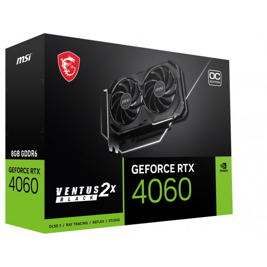 MSI GeForce RTX 4060 VENTUS 2X BLACK 8G OC NVIDIA 8 GB GDDR6 DLSS 3