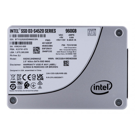 SSD Solidigm (Intel) S4520 960GB SATA 2.5 SSDSC2KB960GZ01 (DWPD up to 3)