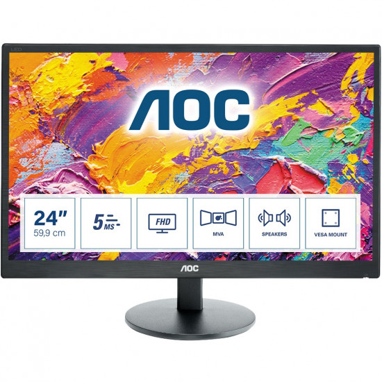 59,9cm/23,6inch (1920x1080) AOC M2470SWH Full HD MVA 16:9 5ms VGA 2x HDMI LS black