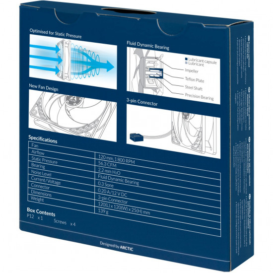 120mm Arctic P12 black/black