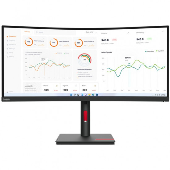 /937cm/34 (3440x1440) Lenovo ThinkVision T34w-30 4ms HDMI DP USB-C Wide Curve Raven Black