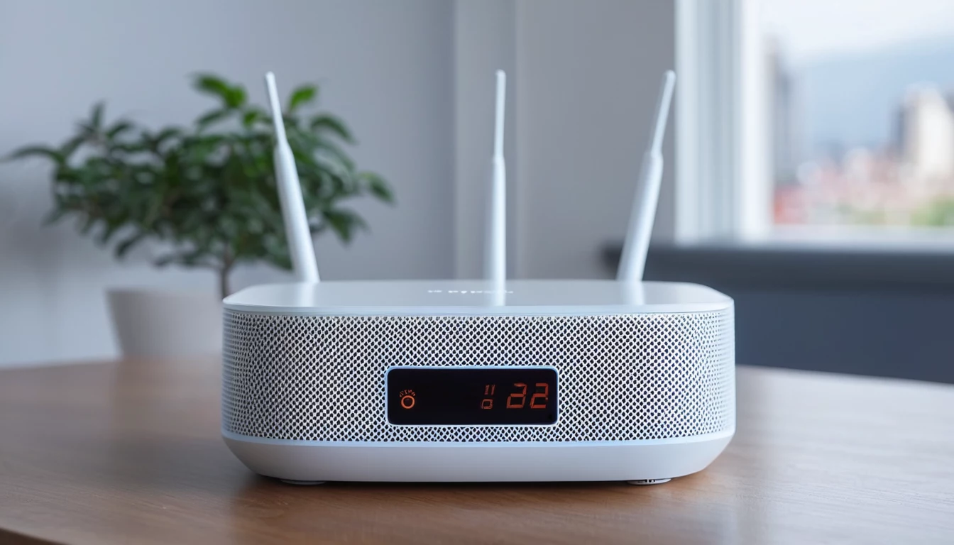 Vienas Wi-Fi maršrutizatorius ant darbo stalo namuose