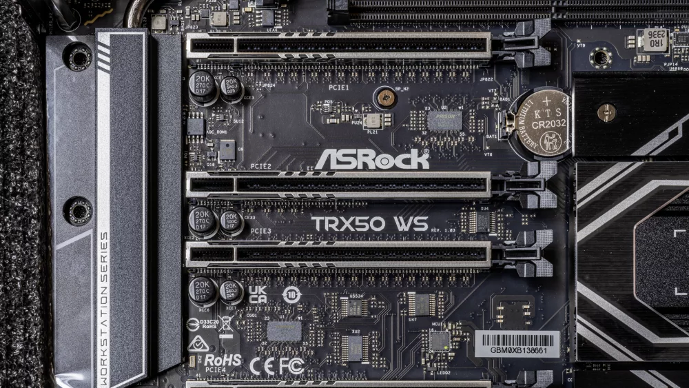 Modern desktop motherboard close up