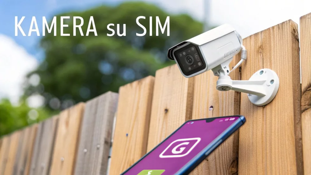 Kamera su SIM kortele, pritvirtinta prie namo sienos
