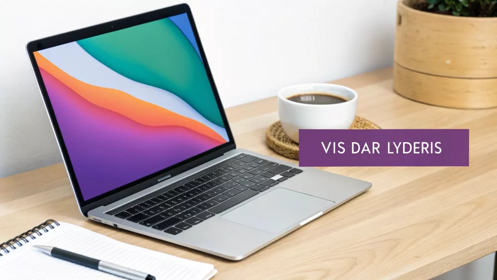Stilingas MacBook Air M2 kompiuteris ant stalo